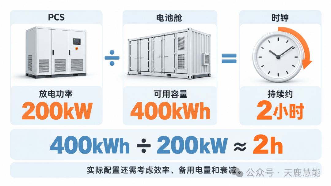储能功率、可用容量和持续供电时间的计算关系