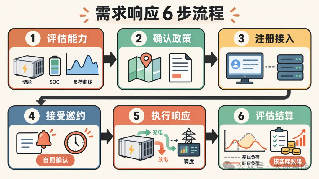 工厂储能参与需求响应的六步流程