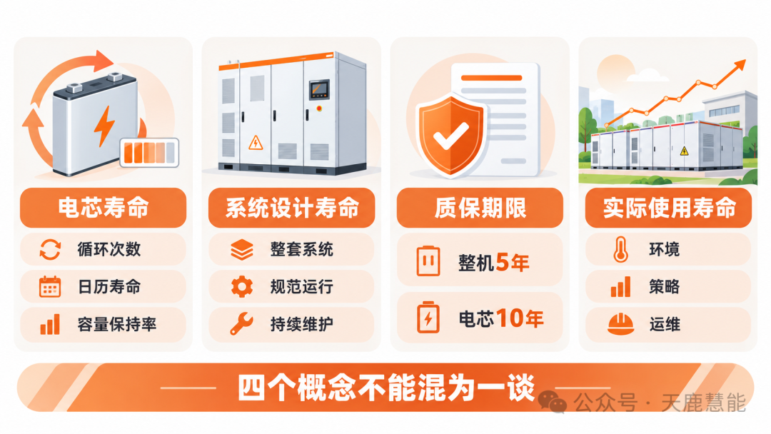 储能系统四类寿命概念对比